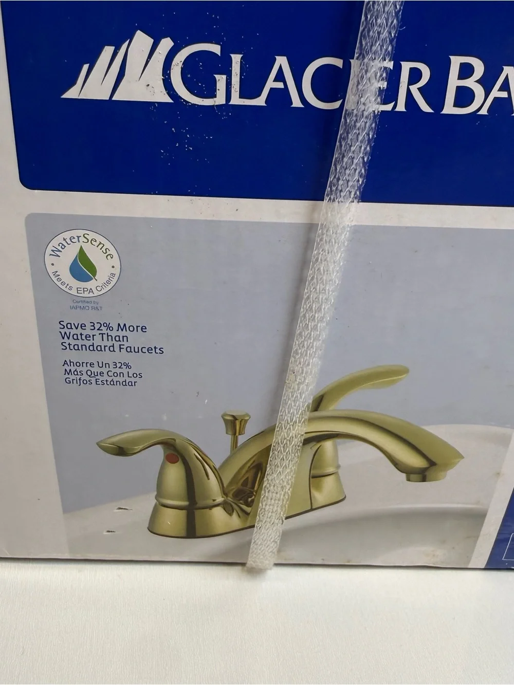 Glacier Bay Builders 523 918 Bath Faucet 4 Inch Center Set Polished Brass New
